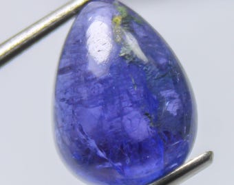 Natural Tanzanite Pear Cabochon: Loose Purplish Blue Gemstone, 7.35 Carat