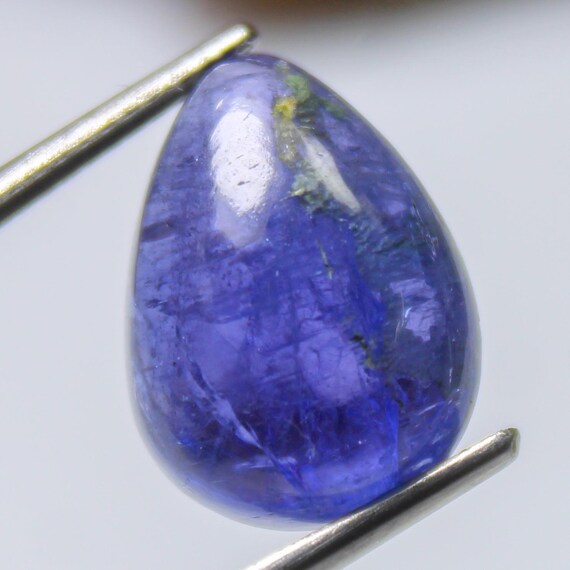 Natural Tanzanite Pear Cabochon: Loose Purplish Blue Gemstone, 7.35 Carat