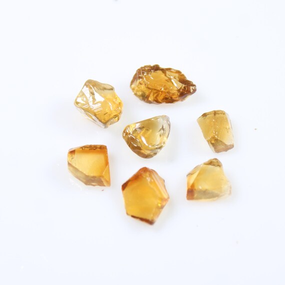 Genuine Citrine Raw, 7 Pcs Lot, Citrine Rough, Yellow Crystal, Natural Citrine Gemstone, Size 5mm - 10mm, 10.00 Cts