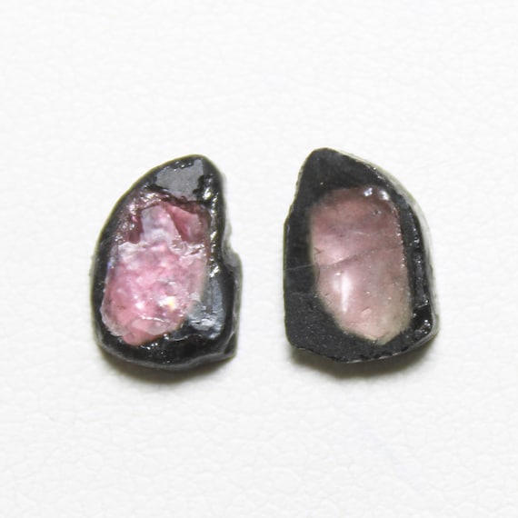 Watermelon Tourmaline Slice Pair: 3.00 Carats, 9x6x2 mm Fancy Cut