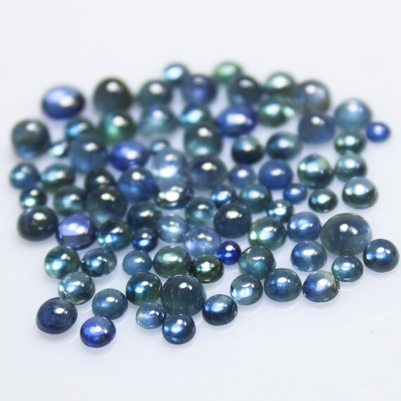 Natural Blue Sapphire Cabochon Lot: Round Gemstone, Jewelry Making (2-5mm Size