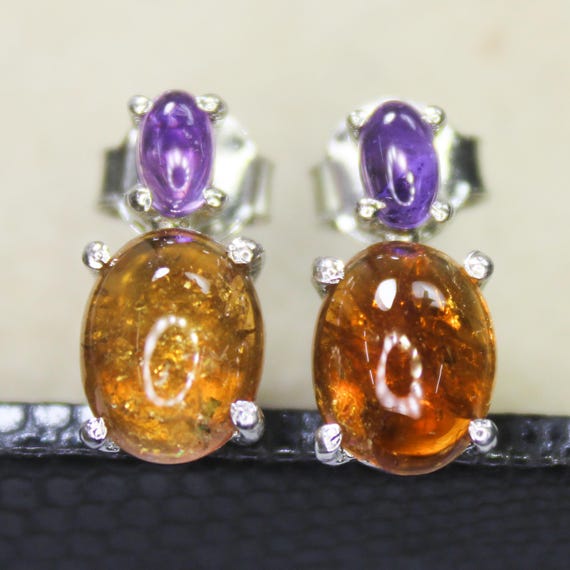 Natural Yellow Tourmaline Vintage Studs With 925 Sterling 3.30 Grams October Birthstone