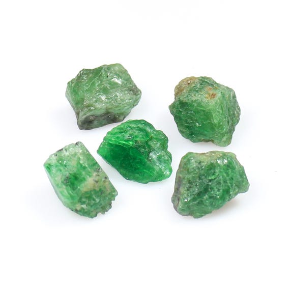 Natural Green Tsavorite Rough Gemstone Lot: Jewelry Making (38.00 CT, 5 Pcs)