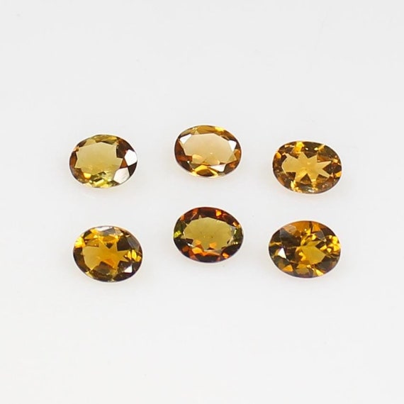 Natural Yellow Tourmaline Gemstone Lot: Faceted Oval Stones, 1.90 CTS (6 Pcs)
