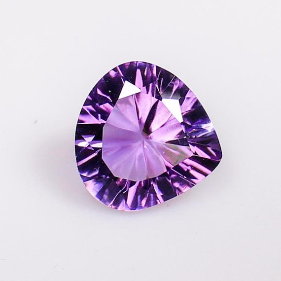 Purple Heart Shape Amethyst  Concave Cut Faceted ,Natural Purple Amethyst Gemstone, Loose Gemstone, 14x14x8mm, 7.00cts