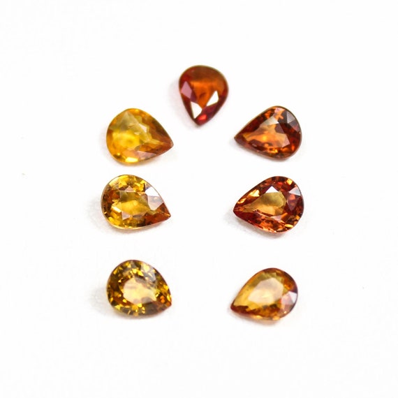 Faceted Orange Sapphire Lot: Pear Shape, 2.10 Carats, India