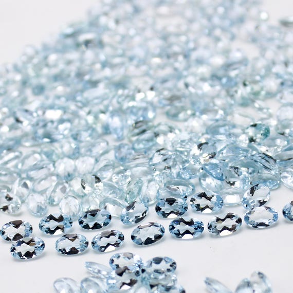 Natural Faceted Blue Aquamarine Lot 3x5 MM Oval For Jewelry Setting