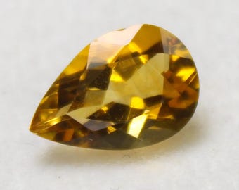 Faceted Pear Citrine Gemstone: Natural Yellow Jewelry Making Stone, 10x7x4 mm, 1.60 Carat