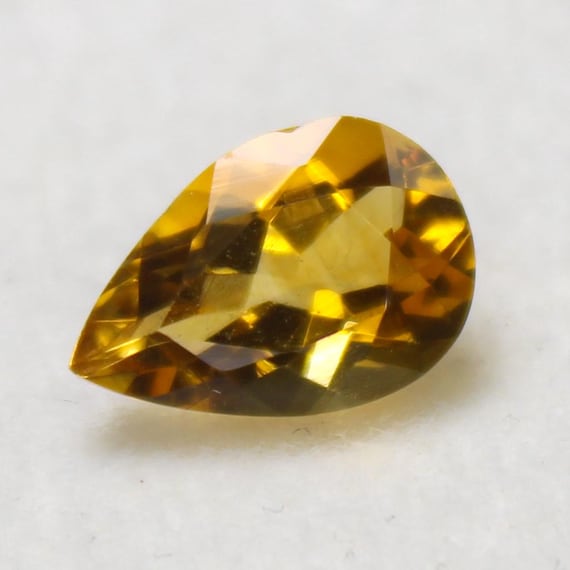 Faceted Pear Citrine Gemstone: Natural Yellow Jewelry Making Stone, 10x7x4 mm, 1.60 Carat