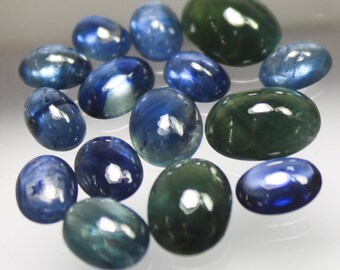 Natural Blue Sapphire Cabochon: Oval Gemstone for Jewelry Making (5x4mm, 6x4mm, 7x5mm, 14x7mm