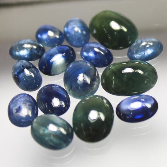 Natural Blue Sapphire Cabochon: Oval Gemstone for Jewelry Making (5x4mm, 6x4mm, 7x5mm, 14x7mm