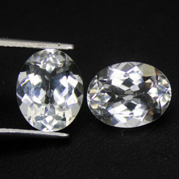 Natural Faceted White Topaz Pair: 8.30 Carat Oval Shape Gemstone (11X9X5 mm)