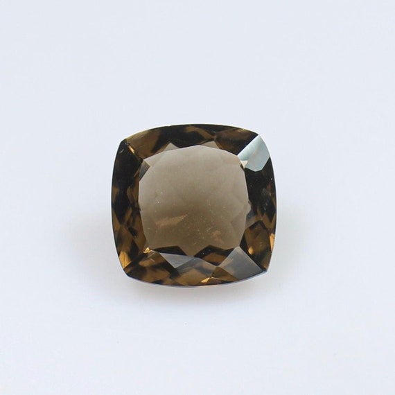 Top Grade Smoky Quartz Faceted, Natural Gemstone, Cushion Shape Quartz, 12x12x6 MM, Making For Jewelry, Ring, Weight - 5.85 Cts.