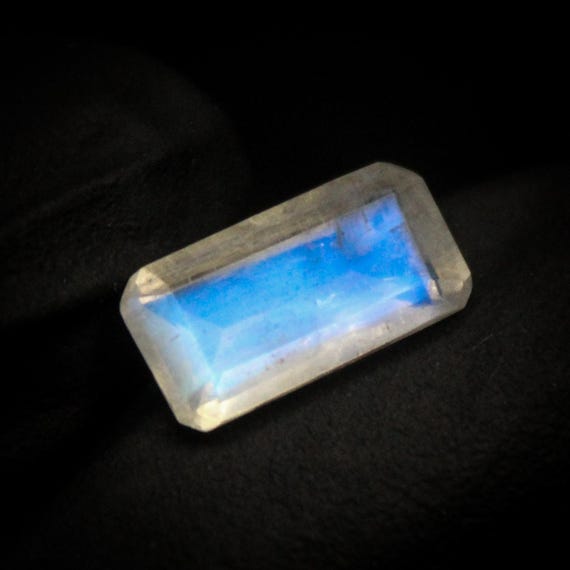Faceted Rainbow Moonstone Gemstone: Rectangle Cut, 2.20 Carats