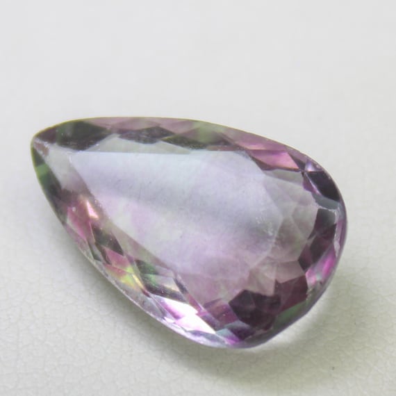 Natural Faceted Multi Colour Fluorite Gemstone : Pear Shape, 11.40 Carat (20x12x7 MM)