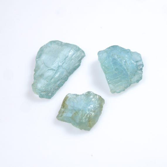 Natural Aquamarine Raw Slice Crystal 3 Pcs Lot  Aquamarine, Gemstone Raw , 13mm to 22mm,  Aquamarine Loose Stone , 25.45 Carats