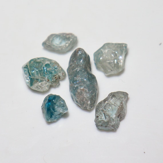 Raw Blue Zircon Crystals: 27.65 Carats, 7-13mm Jewelry Making Stones