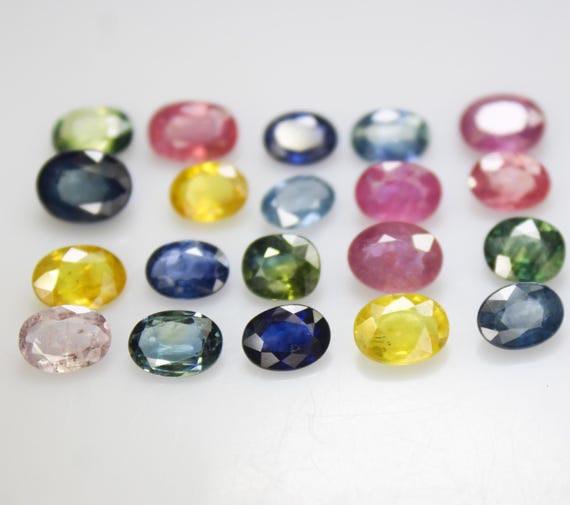 Faceted Multi Sapphire Lot: Oval Gemstones, 7x5mm & 8x6mm, Jewelry Making