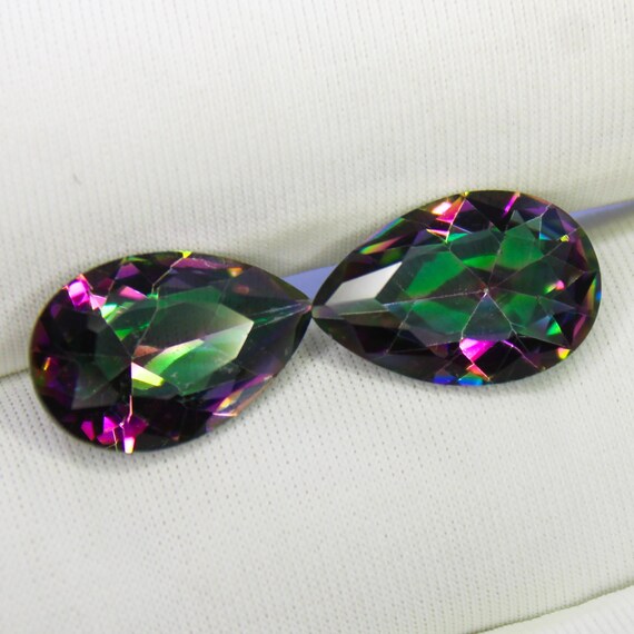 Faceted Mystry Quartz Pair Gemstone: Rainbow Quartz Loose Gems 6.30 Carat (14x10x5 MM)