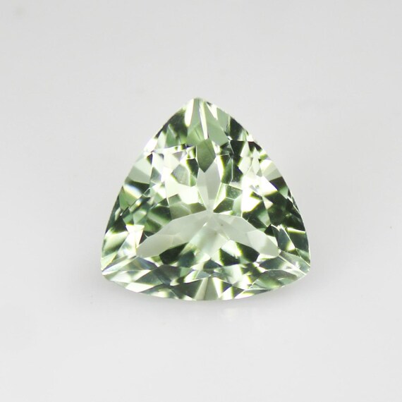 Faceted Green Amethyst Trillion Cut Gemstone: 3.40 Carats, 11x11x6 mm
