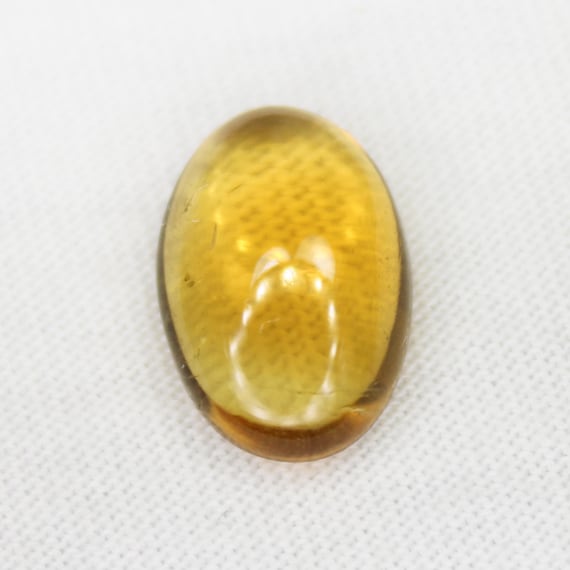 Natural Yellow Citrine Cabochon: Oval Gemstone, 4.49 Carats