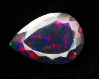 Faceted Black Opal Pear Shape: 7.28 Carats, 19x13x7 mm - Jewelry Making