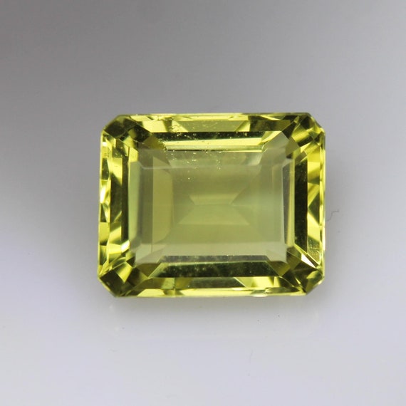 Emerald Cut Lemon Quartz Gemstone: Faceted Yellow Quartz, 5.35CT