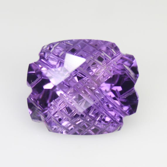 Natural Faceted Purple Amethyst Carving: Loose Gemstone 7.75 Carat ( 14x12x9 mm)