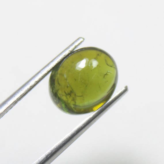 Natural Green Tourmaline Cabochon 1 Piece In Oval Shape 4.10 Carats 8x10 mm Size For Making Jewelry