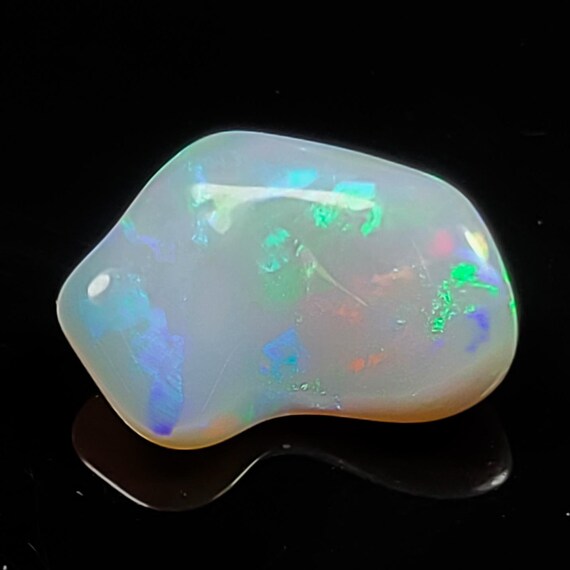 Natural Fire Opal Tumble, White Ethiopian Opal Tumble, 2.10 Carats, 14x11x5 MM Polished Opal, Loose Gemstones, October Birthstone
