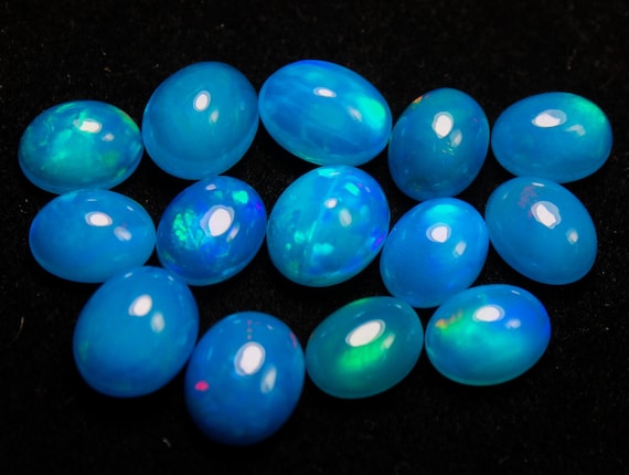 Natural Blue Ethiopian Opal Cabochon Lot Per Pieces Price (7x9 MM To 8x10 MM Size)