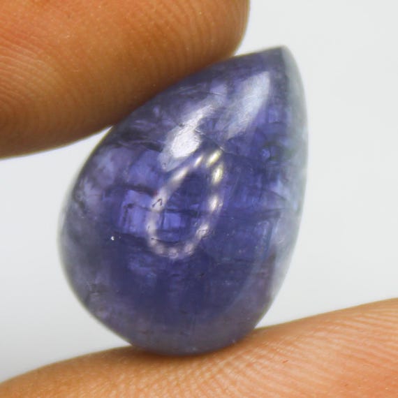Natural Tanzanite Pear Cabochon: Loose Purplish Blue Gemstone, 14.40 Carat