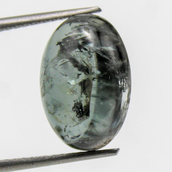 Gray Tourmaline Cabochon In 7.30 Carats, 14x10x5 mm Size For Making Jewelry