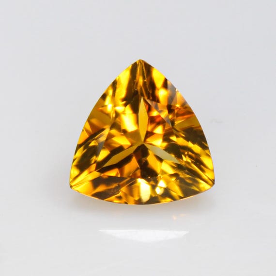 Natural Yellow Citrine Gemstone: Faceted Trillion Cut, 2.75 CTS