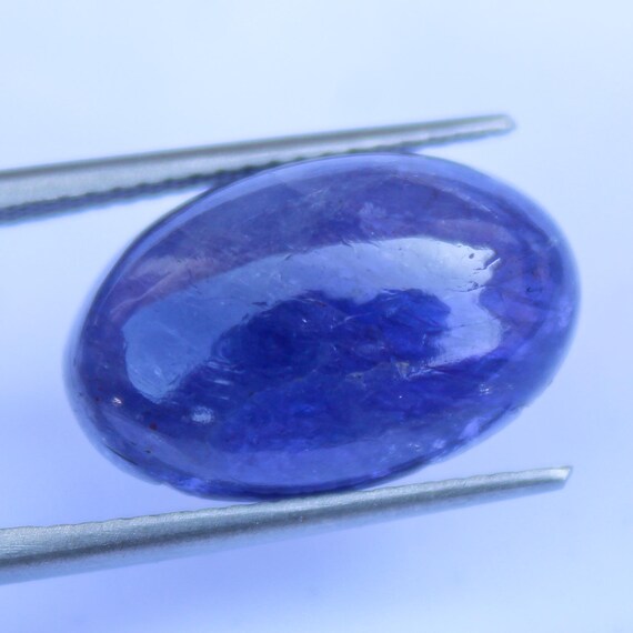 Natural Tanzanite Oval Cabochon: Loose Purplish Blue Gemstone, 13.65 Carat