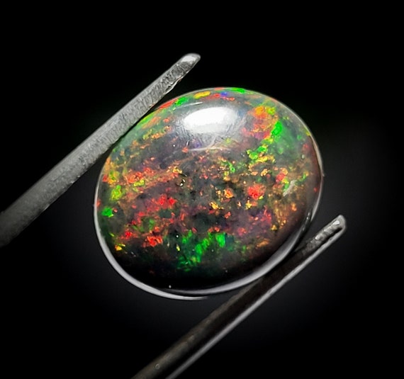 Natural Black Ethopian Opal Cabochoan,Amazing Black Opal 3.75 Ct Piece,Beautiful Oval Black Opal,Amazing Quality 13x11x4 MM