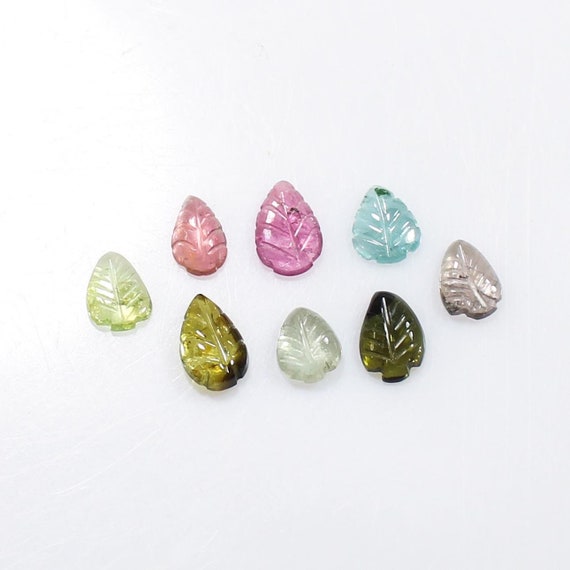 Multi Tourmaline Leaf Gemstone Lot: Pear Shape, 8-9mm (8 Pcs)
