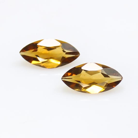 Natural Yellow Citrine Marquise Pair: 1.70 CTS Gemstones, 10X5X3 mm