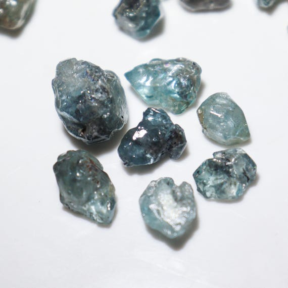 Natural Blue Zircon Rough Lot: 4-14 mm Gemstone for Cutting