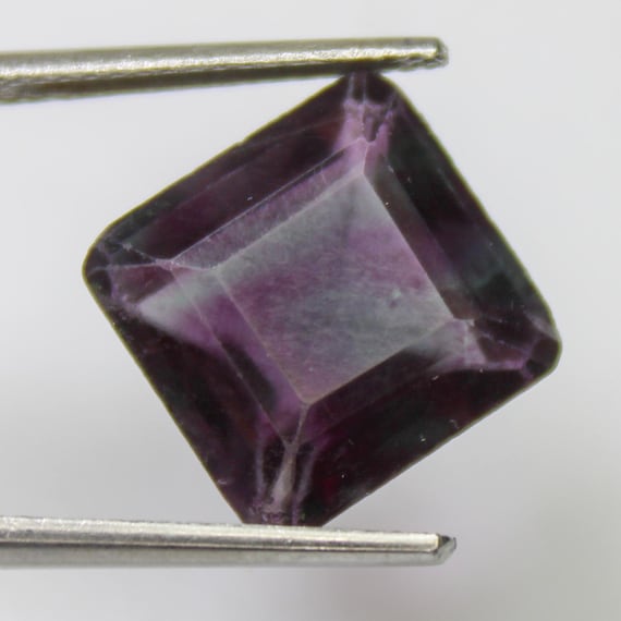 Natural Faceted Multi Colour Fluorite Gemstone : Square Shape, 8.95 Carat (11x11x8 MM)