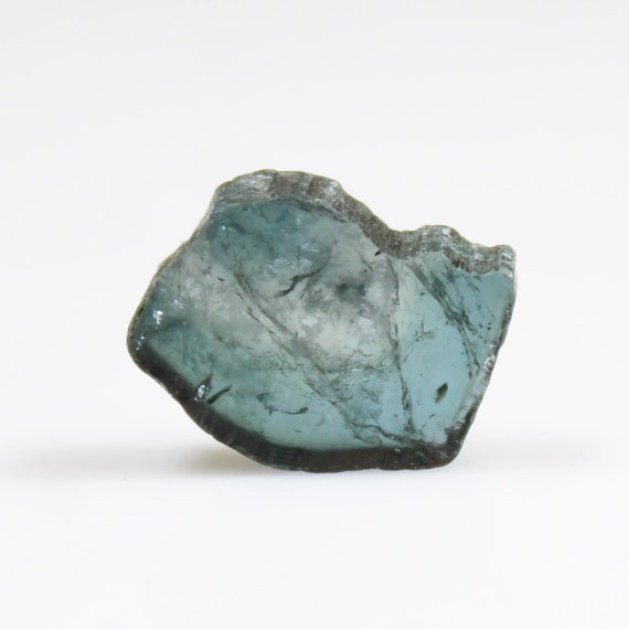 Natural Blue Tourmaline Slice: Polished Gemstone for Jewelry (7.35 CTS, 14X10X4 MM)