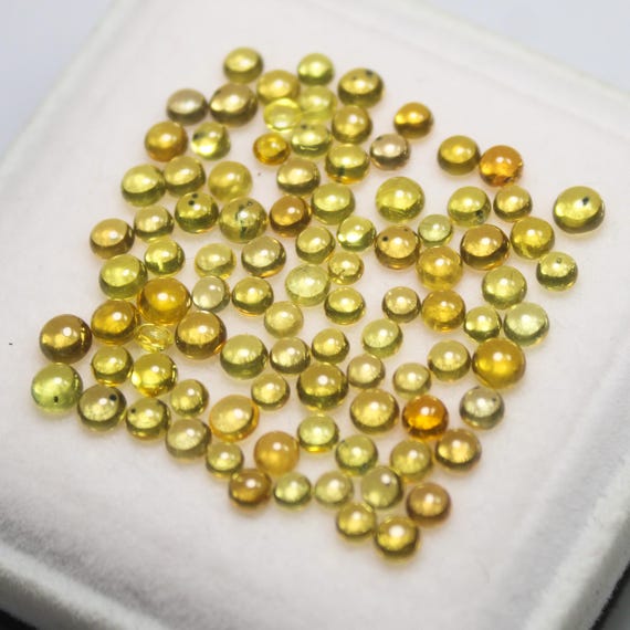 Yellow Sapphire Cabochon Lot: 3mm-4mm Round Gemstone
