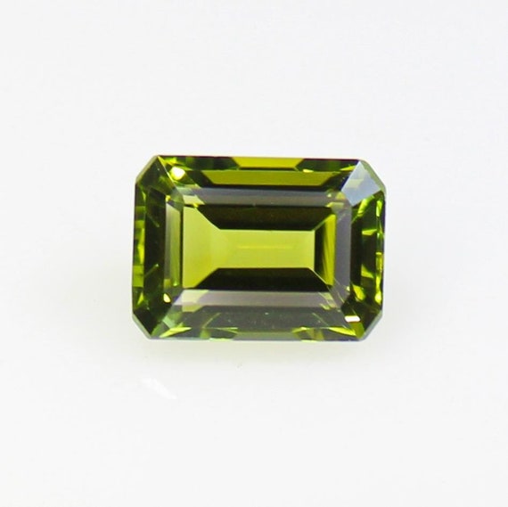 Natural Green Tourmaline Gemstone: Rectangle Faceted Jewelry Stone (8x6x5 MM, 2.15 CTS)