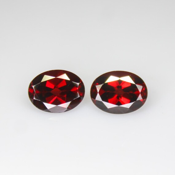 Faceted Red Garnet Pair: 3.50 Carats, 8x6mm Oval Gemstones