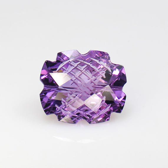 Purple Amethyst Carving: Natural Cushion Cut Gemstone (6.80 CT, 14x12x8 mm)