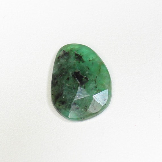 Rose Cut Green Emerald: 4.75 Carat Zambia Gemstone, Fancy Shape