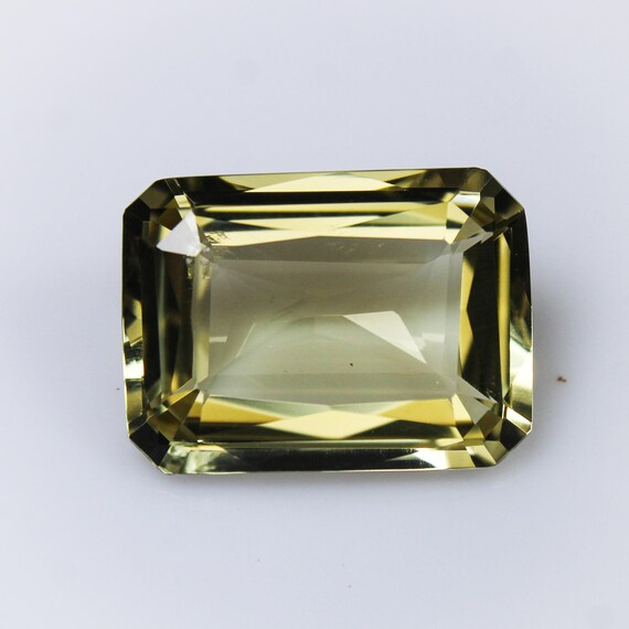 Emerald Cut Lemon Quartz Gemstone: Faceted Yellow Quartz (18x13x7 MM, 12.50CT)