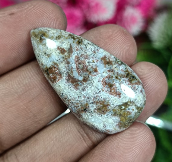 AAA+ Quality Natural Ocean Jasper Cabochon Gemstone 35.75 Ct. Wonderful Designer Jasper Pear Shape 36x19x6 MM Loose For Making Jewelry