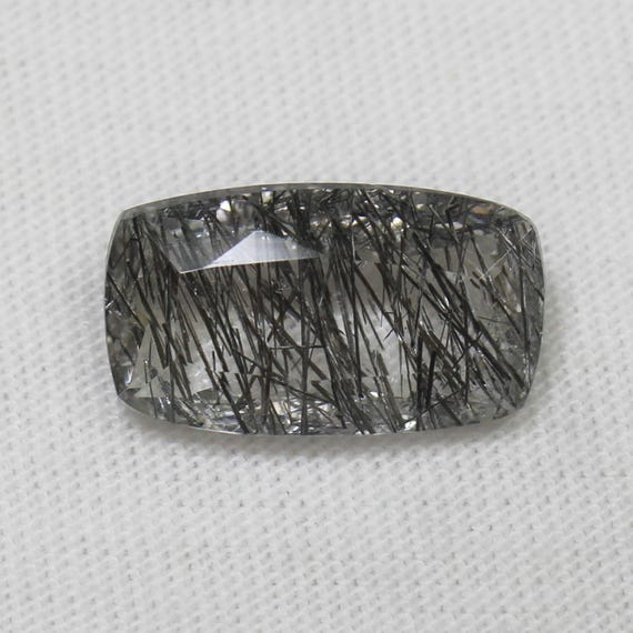 Black Rutile Quartz Baguette: Faceted Gemstone, 4.15 Carats