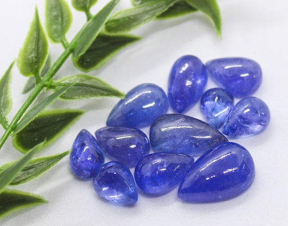 Natural Blue Tanzanite Pear Cabochon Lot: Mix Size (2 Carat Size To 15 Carat Size Available In This Lot)
